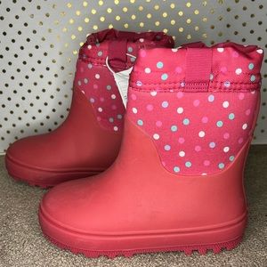 Girl’s Pink Polka Dot Rain Boot Size 12